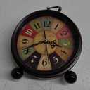 Vintage Analog Alarm Clock, 5.25 inch Small Silent Desk Clock with Night Light, Battery Operated for Table, Bedroom, Bedside, Living Room, Gift Clock (Tuscan Style)