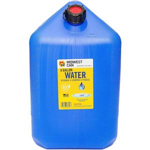 Midwest Can 6700 BPA Free Water Containers with Spout and Dual Handles - 6 Gallon Capacity Water Storage Containers for Long Term or Camping - 1 Pack
