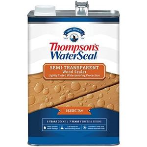 Thompson’s WaterSeal Semi-Transparent Waterproofing Wood Stain and Sealer, Desert Tan, 1 Gallon
