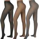 X-CHENG Fleece Lined Tights Sheer Women - Fake Translucent Warm Pantyhose Leggings Sheer Thick Tights for Winter Size Small