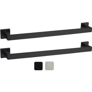 24 Inch Towel Bar 2 Pack for Bathrooms 24 Inch Stainless Steel 304 Matte Black Towel Holder Modern Square Towel Rod Rustproof Wall Mount 2 of Pack(24 inch, Matte Black)