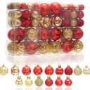 100Pcs Elegant Christmas Ball Set Christmas Tree Ornaments with Glitter and Patterns Bulk Ornaments for Tree as Festive Christmas Decor Xmas Ball Set Red Gold