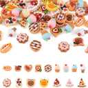 Pandahall 64Pcs Food Resin Flatback Charms Opaque Cupcake Ice Cream Bread Pizza Dessert Imitation Food Resin Cabochons Cute Flatback Mini Food Charms Beads for Hair Clip Crafts Jewelry Making (64Pcs, Cake)