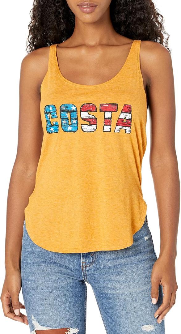 Costa Del Mar Women's Woodcut Costa Tank Top (Medium, Antique Gold)