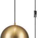 GLOBE Electric 65696 Amelia 1-Light Plug-in Pendant Lighting, Matte Brass, Frosted Glass Shade, Bulb Not Included