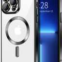 Hython Magnetic Clear for iPhone 13 Pro Max Case with Camera Lens Protector [Compatible with MagSafe] Plating Edge Slim Soft TPU Cover Protective Phone Case for iPhone 13 Pro Max 6.7", Black