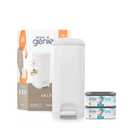 Diaper Genie Select Pail Registry Gift Set (White) | Made of Durable Stainless Steel Metal | Includes 2 Jumbo Refills | Holds 1620 Newborn Diapers