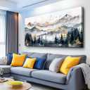 KELIYUAN Large Wall Decor For Bedroom Abstract Wall Art For Living Room Office Decoration Ink Mountain Landscapes Painting Misty Forest Wall Pictures Canvas Artwork Ready To Hang Home Decor 30"x60"