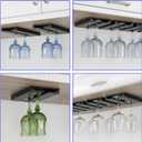 8 Pack Wine Glass Holder Under Cabinet Rack - Black Plastic Stemware Hangers for Kitchen, Bar, Restaurant Storage - Space Saving No Drill Installation