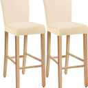 SHILV. HOME Stretch Removable Washable Dining Room Chair Covers,Bar Stool Covers,Barstool Chair Slipcovers Pub Counter Seat Cover (Cream,Set of 2)
