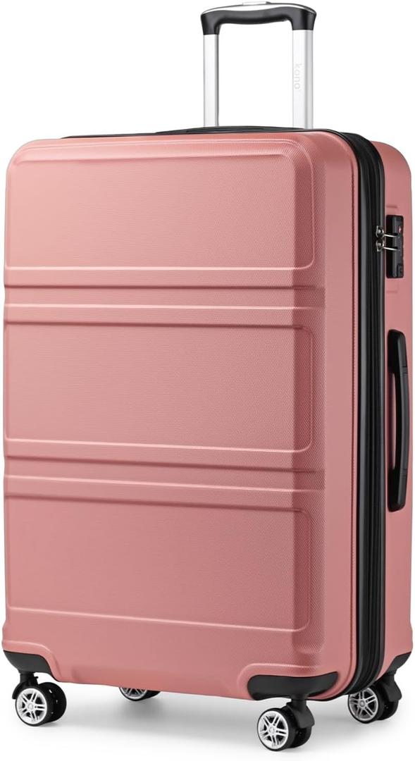 Kono 28 Inch Luggage Expandable Suitcase with Spinner Wheels TSA Lock Lightweight PC+ABS Hardside Large Checked Luggage Durable Rolling Suitcase Nude/Rose Pink