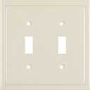 Henne Bery Modern Edge Decorative Wall Plate Switch Plate Outlet Cover, Durable Solid Zinc Alloy (Double Toggle, Light Almond)