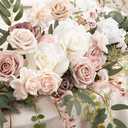Ling's moment 9FT Spring Flower Garland for Backdrop Decorations - Wedding Arch Flowers, Eucalyptus & Rose, Artificial Floral Garland for Mantle - Sweetheart Table Decor for Reception, Dusty Rose