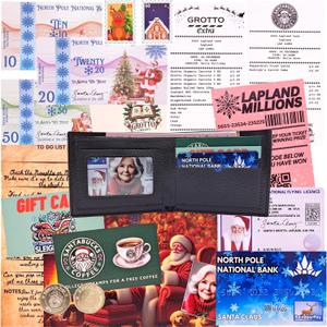 Santa's Lost Wallet Evidence Kit  Including an Actual Wallet - Magical Christmas Eve Set with Bank Card, Sleigh Flying License, North Pole Money, Loyalty Cards, Receipts & Many More Fun Surprises