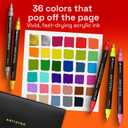 ARTISTRO 36 Acrylic Paint Markers - Paint Pens for Drawing, Brush + Fine Tips - For Fabric, Rock, Glass, Wood, DIY - Art & Craft Supplies for Adults, Teens, Kids - Teacher Appreciation Gift