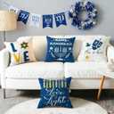 Hanukkah Throw Pillow Covers 18x18 inch Set of 4, Menorah Dreidel Star of David Decorative Pillow Cases for Couch Sofa