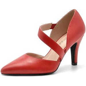 Women's Closed Toe Red Heel Pointed Toe Pumps 3 inch Dress Shoes for Women Size:11