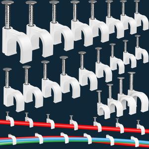 400 Pcs Cable Clips 4/6/8/10mm Nail in Cable Clips with Steel Ethernet Cable Clips Cable Wire Clips Cable Tacks Cable Nails Speaker Wire Clips Coaxial Cable Staples RG6 RG59 CAT6 RJ45 Wire Wall Clips
