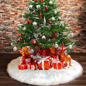 Snowy White Plush Christmas Tree Skirts, 60 inches Luxury Plush Long Haired Faux Fur Xmas Tree Base Cover Mat for Xmas New Year Home Party Decorations (60 inches, Pure White)