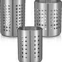 Metal Utensil Holder Set, Small SUS401 Steel Utensil Holder Flatware Silverware Spatulas Utensils Drying Rack for Kitchen Countertop, Kitchen Home Office Organizers ,Silver (3 Pack)