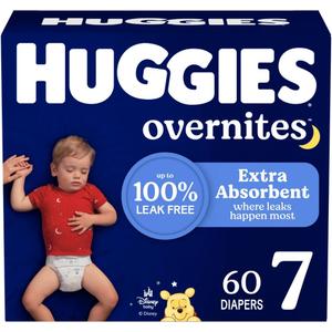 Huggies Size 7 Overnites Baby Diapers: Overnight Diapers, Size 7 (41+ lbs), 60 Ct, Packaging May Vary