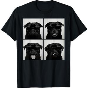 Funny Black Pug Lover Cute Dog Pug Photo Booth T-Shirt