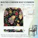 Wellsin Outdoor Chair Cushions for Patio Furniture - Patio Chair Cushions Set of 6 - Water Resistant Round Corner Outdoor Seat Cushions 17"X16"X2", Flower Black