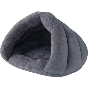 Pet Tent Cave Bed for Small Medium Cats Dogs Pets Sleeping Bag Thick Fleece Warm Slipper Dog Bed Cuddler Burrow House Hole Igloo Nest Cozy Triangle Bed for Cat Puppy (19.6*15.74 inch, Grey)