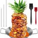 Al Pastor Skewer for Grill, Shawarma Skewer Stand, Stainless Steel Brazilian Vertical Spit with 3 Removable Spikes(8/10"/12)& Brushes, for Tacos Al Pastor, Grill Smoker Oven BBQ (10'' base pan)