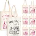 Aliceset 8 Pieces Bridesmaid Tote Bags Canvas for Bachelorette Bridesmaid Gift Bags Bridal Shower Reusable(Rose Red, Black,Black, the Bach)