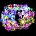 LovesTown 24PCS LED Flower Crowns Headbands Christmas Party, Light Up Flower Crowns For Women, Glow in the Dark Party Supplies for New Year Raves Birthday Wedding Favors Cosplay