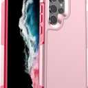 Designed for Samsung Galaxy S22 Ultra Case, [Military Drop Protection] [Dual Layer Structure Design] Heavy Duty Shockproof Non-Slip Phone Cover for Galaxy S22 Ultra, Light Pink