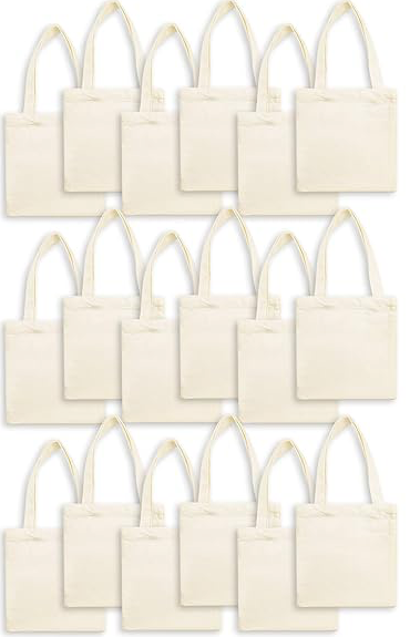 Mini Tote Bag Sublimation Blank Canvas Tote Bags Reusable Grocery Luggage DIY Sack Goody for Party Even(9 x 8 Inch,Natural Color,12 Pcs)
