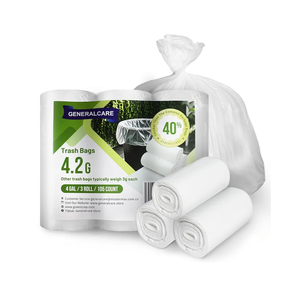 4 Gallon Small Trash Bags 105 Count Tear & Leak Resistant Small Garbage Bags For Bathroom White Trash Can Liners - 40% Thicker competitor brands roll bags Pack Of 4