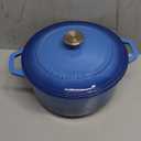 MELLERHOME 4.5 QT Enameled Cast Iron Dutch Oven, Heavy-Duty Casserole Dish and Braiser Pan with Lid and Stainless Knob, Oven-Safe up to 500 F & Across All Cooktops, Aqua Blue