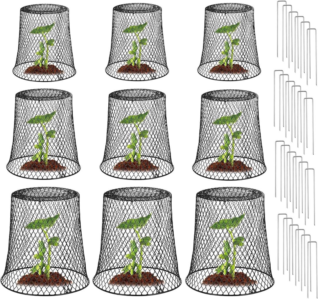 9 Pcs Chicken Wire Plant Covers Protectors from Animals, Garden Cloches Plants Cages Outdoor, Garden Protection from Animals, Keep Animals Out (8+9+11 Inch)