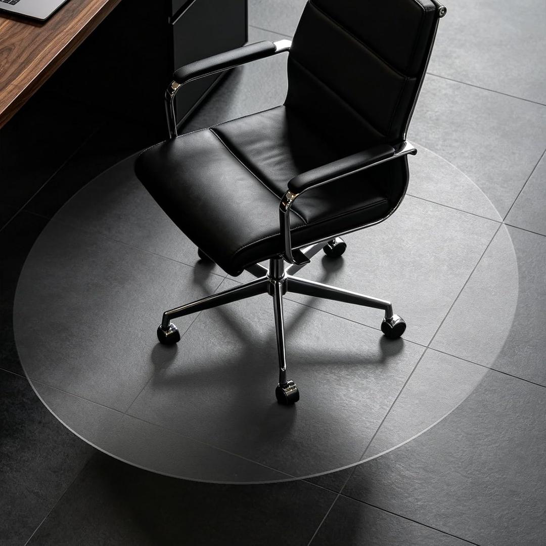 Clear Chair Mat for Hard Floor, 48" x 48" Heavy Duty Floor Protector, Round | Durable Thick PVC, Anti-slip Grip Backing, Smooth Rolling Surface, Scratch-resistant Surface