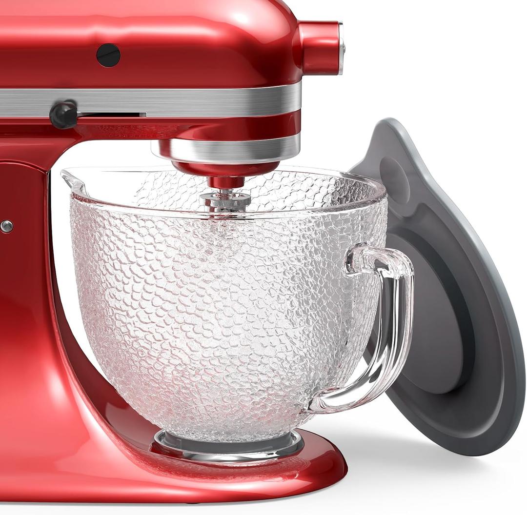Glass Bowl Compatible With KitchenAid 4.5-5QT Tilt-Head Stand Mixers, Glass Mixing Bowl Replacement with Pour Spout for Kitchen Aid Mixer Accessory, Microwave & Freezer Friendly
