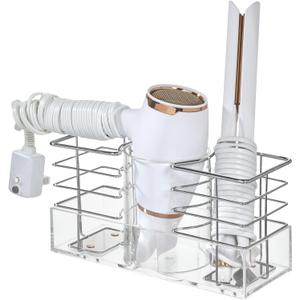 iDesign Countertop or Over-The-Cabinet Clear/Chrome OTC Hair Tool Organizer