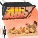 300W Heat Lamp for Chickens Brooder Heater 2PCS Chicken Coop Heater Upgraded 12000H Carbon Fiber Bulbs Adjustable 2 Mode Temp Safe Fire Proof Chicken Heating Plate UL-Certified for Poultry Duck Quail (1PC Black Lamp(1 Light Frame + 2 Lamp Tubes))