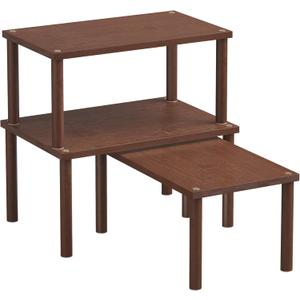 Cabinet Organizer Shelf(Set of 3),Bamboo Kitchen Counter Shelves for Countertop and Cabinet,Stackable Shelf Spice Racks,Medium(Brown)