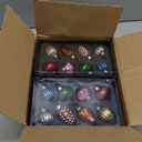 Capoda 32 Pcs Vintage Christmas Ornaments 1.2 Inch Antique Glass Ornaments Vintage Christmas Decorations Mini Retro Tree Balls Decor for Xmas(Classic Shape)