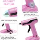Cordless Hot Glue Gun Kit with 10pcs Mini Glue Sticks, USB Rechargeable Mini Glue Gun with Carrying Case, Stand-Up Base, Smart Power-Off Hot Melt Glue Gun for Crafting, Pink