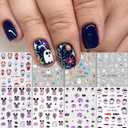 6 x 8 Sheets Halloween Nail Art Stickers Cute Pumpkin Little Ghost Nail Decals 3D Self-Adhesive Halloween Nail Stickers Mummy Nail Art Designs Accessories for Women Holiday Manicure Decor (Style 5)
