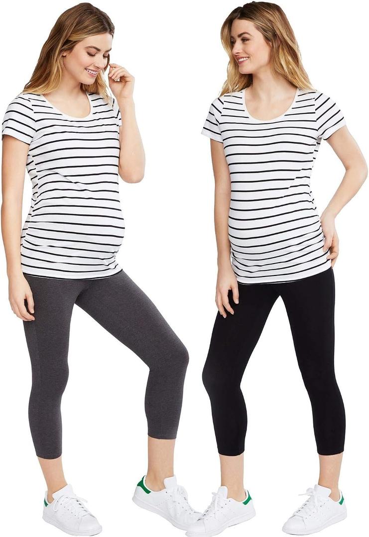 Motherhood Maternity womens Maternity Bump Start 2 Pack Under Belly Casual Leggings Medium 