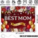 Mothers Day Backdrop 8x6FT Happy Mothers Day Banner with Ribbon, Large Polyester Mothers Day Banner with 4 Brass Grommets for Mothers Day Party Decorations Photography Background
