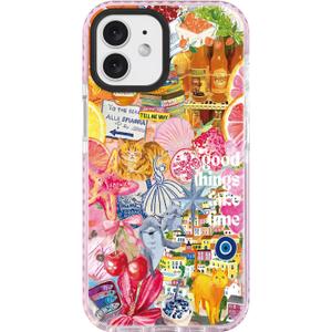 ChiCsFleur for iPhone 12 / iPhone 12 Pro Case, TPU Phone case with Camera Protection for Women Girls Teens - Orange Italian Gift Y2K Collage Coastal Evil Eye Lemon Cherry Design Beach Aesthetic