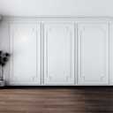 Pangdam 3 Set Peel and Stick Wall Molding Kit Scalloped Wainscot Wall Panel Premade Accent Molding Wainscoting Ready to Assemble Wainscoting Panel for Home Decor (108''x50'',96''x37.5''Elegant Style)