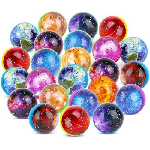 Hxezoc 24 Pcs Galaxy Bouncy Balls for Kids, 32mm 6 Styles Space Rubber Bounce Balls Bulk for Party Favors, Goodie Bag Fillers, Easter Gift Bag Stuffers, Basket Stuffers, Classroom Prizes