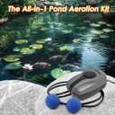 Pond Aerator Pump Pond Aeration Kit with Check Valves Air Stones Airline Tubing, All-in-1 Pond Air Pumps for Outdoor Ponds up to 1000 Gallon